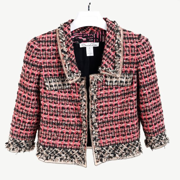 Oscar de la Renta AW/10 Pink Cropped Tweed Blazer - Picture 1 of 10